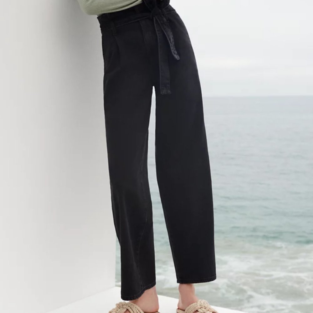 Aritzia Free wide-leg washed black jeans paperbag - model Solace - size 12
